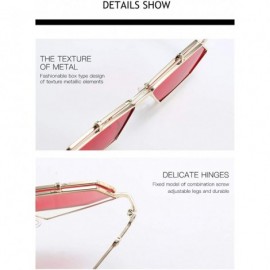 Semi-rimless Women Polygon Mirror Lens Vintage Small Metal Frame UV400 Sunglasses for Feminino 23019 - Blue - CS18ZA68TEH $23.31