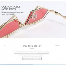 Semi-rimless Women Polygon Mirror Lens Vintage Small Metal Frame UV400 Sunglasses for Feminino 23019 - Blue - CS18ZA68TEH $23.31