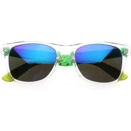 Wayfarer Splatter Plasma Neon Dual Color Raver Mirror Color Lens Horn Rimmed Sunglasses (Green-Yellow) - CV116MZ96AX $7.71