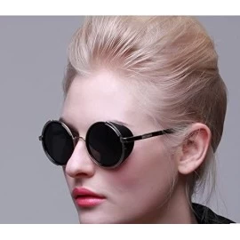 Oversized Unisex Mens Womens Steampunk Round Sunglasses Side Shields Vintage Cyber Goggles - G Brown - CH17YQD6WKN $12.69
