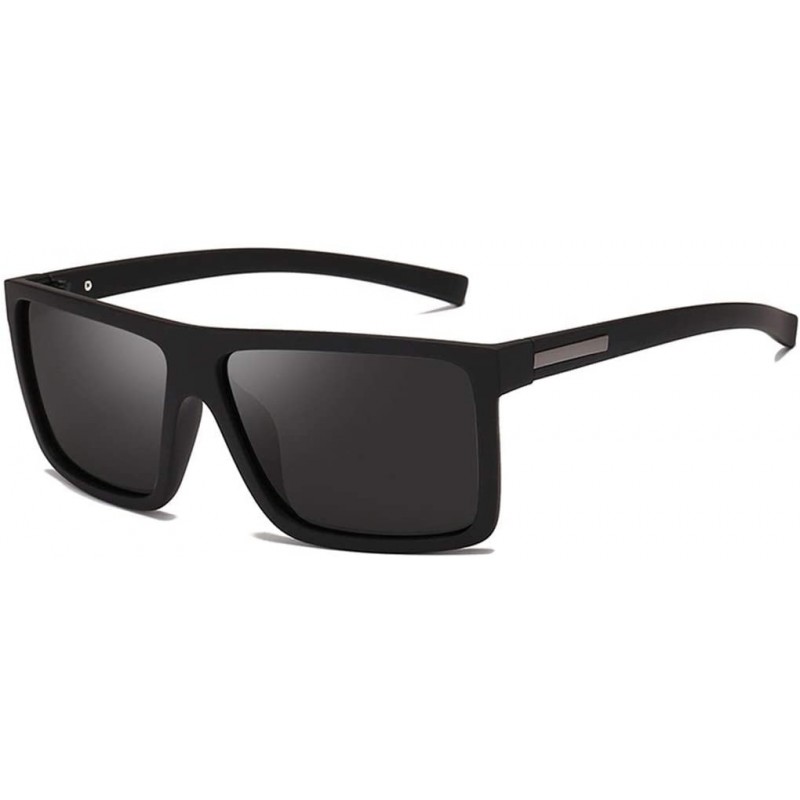 Oversized Men Sunglasses Polarized Flat Top Sunglasses Driving Sun Glasses - Sand Black - CE194OIM4SK $26.74
