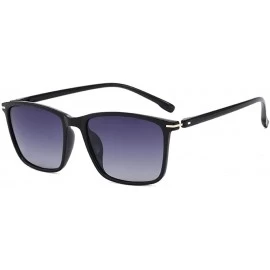 Square Retro square men's sunglasses European and American fashion trend polarized sunglasses - Sand Black Double Gray - CT19...