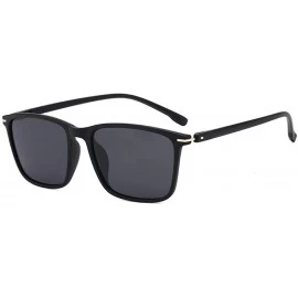 Square Retro square men's sunglasses European and American fashion trend polarized sunglasses - Sand Black Double Gray - CT19...
