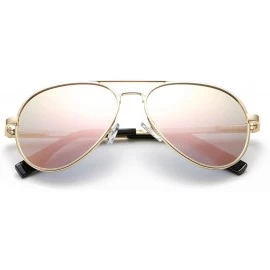 Oversized Polarized Aviator Sunglasses for Juniors Small Face Women Men Vintage UV400 Protection Shades - CI18GGO07H8 $15.76