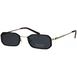Rectangular Small Rectangular Frame Sunglasses Womens Skinny Fashion Narrow Shades UV400 - Gold (Black) - CN18T3OSE04 $20.19