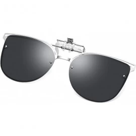 Goggle Clip On Polarized Sunglasses Cat Eye Flip for Prescription Glasses B2436 - Black - C818SN48OIQ $15.40