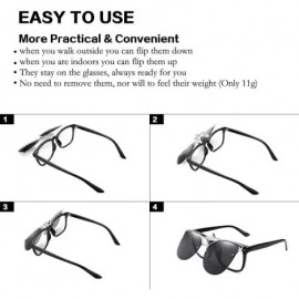 Goggle Clip On Polarized Sunglasses Cat Eye Flip for Prescription Glasses B2436 - Black - C818SN48OIQ $15.40