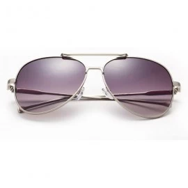 Aviator "Tinsha" Classic Pilot Style Fashion Sunglasses - Silver/Purple - CW12MCS5VK3 $14.61