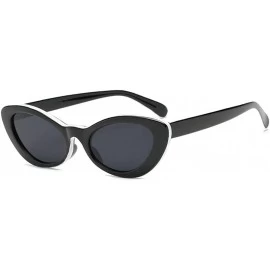 Oversized Fashion Oval Round Retro Sun glasses Color Plastic Lenses Sunglasses - Black White - CA18NI60H6G $11.87