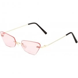 Cat Eye Color Lens Rimless Rounded Rectangular Cat Eye Sunglasses - Pink - CI1900Q4ZNK $26.38