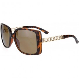 Butterfly Womens Unique Metal Chain Arm Rectangular Butterfly Fashion Sunglasses - Tortoise Brown - C118QINTE8Y $22.83