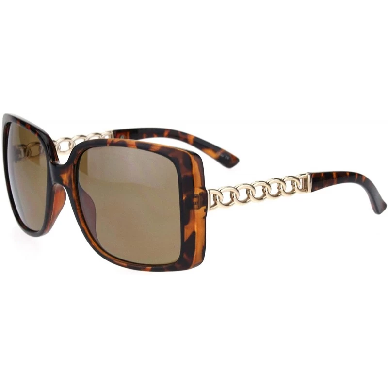 Butterfly Womens Unique Metal Chain Arm Rectangular Butterfly Fashion Sunglasses - Tortoise Brown - C118QINTE8Y $8.04