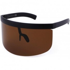 Wrap Oversized Futuristic Sunglasses for Women Men Shield Visor Glasses Lens UV400 Super Large - Brown - CK18XGDMK6T $22.07