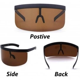Wrap Oversized Futuristic Sunglasses for Women Men Shield Visor Glasses Lens UV400 Super Large - Brown - CK18XGDMK6T $8.68
