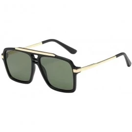 Oversized Mens Designer Manhattan Vintage Stylish Classic Retro Sunglasses UV400 Pouch - Black Gold Frame Green Lens - C518U5...