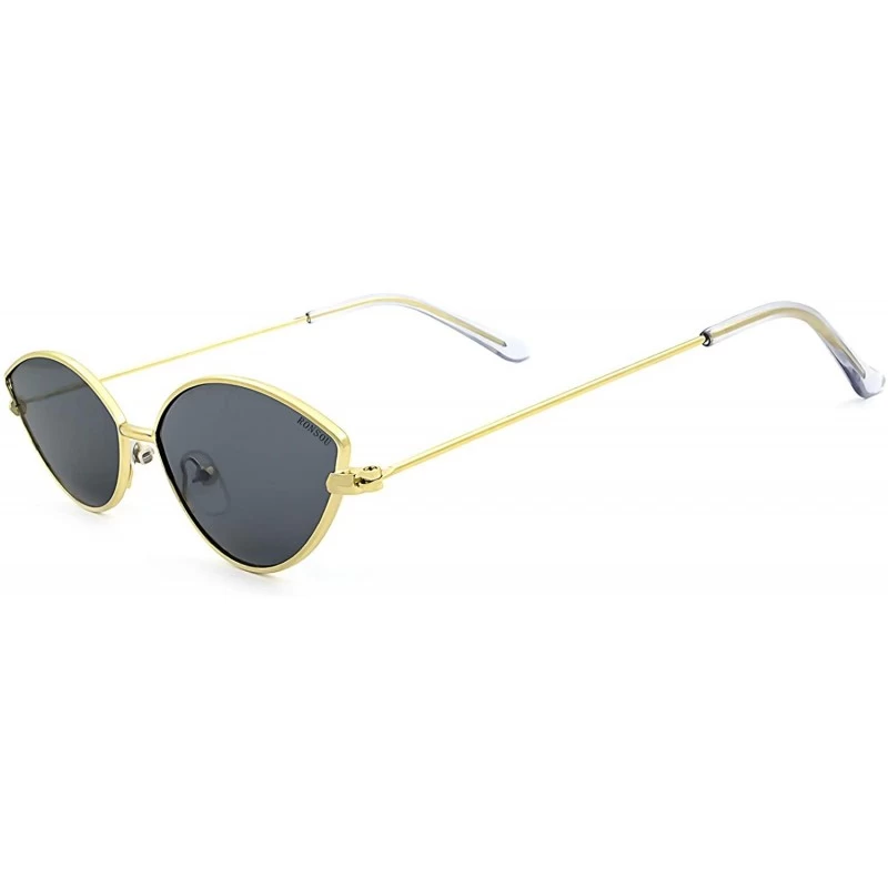 Cat Eye Fashion Trend Cat Eye Small Metal Frame Personality Sunglasses for Women - Golden Frame Gray Lens - CE18QYYT6NR $13.18
