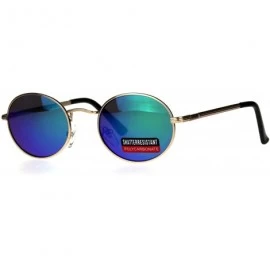 Oval Mens 90s Gangster Rapper Mirror Lens Oval Retro Metal Rim Sunglasses - Gold Green - CK187K34I6U $18.47