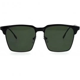 Rectangular Womens Flat Lens Boyfriend Style Hipster Half Rim Retro Sunglasses - Black Gunmetal Green - C217WZ7R5SX $22.81