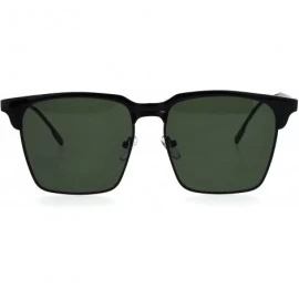 Rectangular Womens Flat Lens Boyfriend Style Hipster Half Rim Retro Sunglasses - Black Gunmetal Green - C217WZ7R5SX $13.38