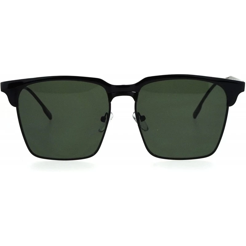 Rectangular Womens Flat Lens Boyfriend Style Hipster Half Rim Retro Sunglasses - Black Gunmetal Green - C217WZ7R5SX $13.38