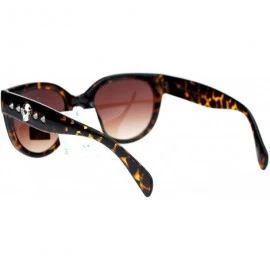 Rimless Skull Studded Womens Sunglasses Round Butterfly Fashion Eyewear - Tortoise - CK122KUO45L $9.53