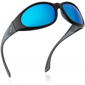 Oversized Sunglasses for Men & Women- Polarized glass lens- Color Mirrored Scratch Proof - Black/Blue Mirrored - CI18Z3WD9ET ...