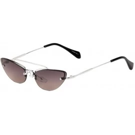 Rimless Metal Three Arm Top Bar Rimless Cat Eye Sunglasses - Smoke Silver - CM197A77L48 $11.13