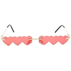 Rimless Hearts Shaped Sunglasses Women Unique Three One Piece Hearts Lens Small Rimless Frame Eyewear UV400 - 6 Red - C3190HE...