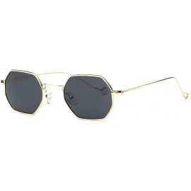 Rimless Unisex Sunglasses Small Metal Frame Asymmetry Temple AE0520 - Gold&black - CT12O6PPN0K $19.78
