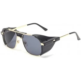 Square Punk Windproof Square Retro Sunglasses Men Women Fashion Party Sunglasses UV Protection Sunglasses - Black Grey - CJ19...