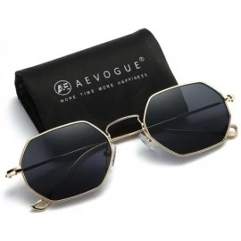 Rimless Unisex Sunglasses Small Metal Frame Asymmetry Temple AE0520 - Gold&black - CT12O6PPN0K $19.78