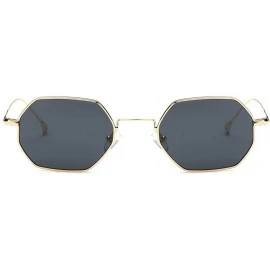 Rimless Unisex Sunglasses Small Metal Frame Asymmetry Temple AE0520 - Gold&black - CT12O6PPN0K $13.55