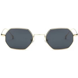 Rimless Unisex Sunglasses Small Metal Frame Asymmetry Temple AE0520 - Gold&black - CT12O6PPN0K $19.78