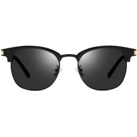 Round Retro Round Polarized Sunglasses for Men Women Driving UV400 Protection - Black Grey - C618O4YOEGY $19.13