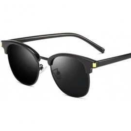 Round Retro Round Polarized Sunglasses for Men Women Driving UV400 Protection - Black Grey - C618O4YOEGY $11.48