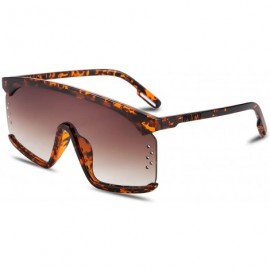 Rimless One Piece Sunglasses Oversized Shades Goggles Men Women B2515 - 02 Leopard - CJ18X9G09QK $28.22