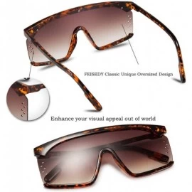 Rimless One Piece Sunglasses Oversized Shades Goggles Men Women B2515 - 02 Leopard - CJ18X9G09QK $17.28