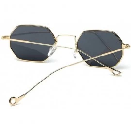 Rimless Unisex Sunglasses Small Metal Frame Asymmetry Temple AE0520 - Gold&black - CT12O6PPN0K $19.78