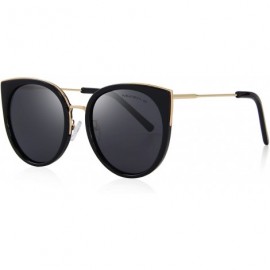 Oversized Cat Eye Sunglasses Women Retro Polarized Brand Sun Glasses S6018 - Black - CW186CWEY4N $31.54