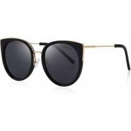 Oversized Cat Eye Sunglasses Women Retro Polarized Brand Sun Glasses S6018 - Black - CW186CWEY4N $12.84