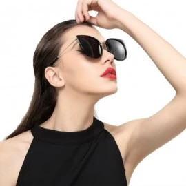 Oversized Cat Eye Sunglasses Women Retro Polarized Brand Sun Glasses S6018 - Black - CW186CWEY4N $12.84