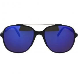Square Retro Fashion Womens Sunglasses Lite Weight Matted Soft Square Mirror Lens - Black (Blue Mirror) - C1186RMAAGG $20.63