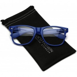 Round Iconic Square Non-Prescription Clear Lens Retro Fashion Nerd Glasses Men Women - Navy Blue - C1195I34AAM $22.09