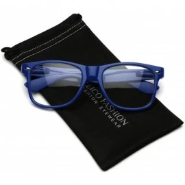 Round Iconic Square Non-Prescription Clear Lens Retro Fashion Nerd Glasses Men Women - Navy Blue - C1195I34AAM $20.49