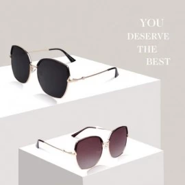 Oversized Vintage Oversized Polarized Sunglasses for Women irregular Square Frame Shades-FZ53 - Brown Frame/Brown Lens - CX18...