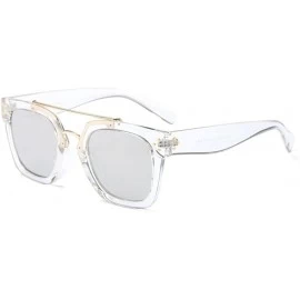 Rimless Designer Women Flat Top Exquisite Alloy Sunglasses Oversized Street Snap - Transparent Silver - CW18950QK8M $13.11