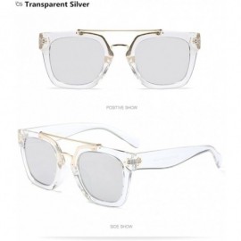 Rimless Designer Women Flat Top Exquisite Alloy Sunglasses Oversized Street Snap - Transparent Silver - CW18950QK8M $13.11