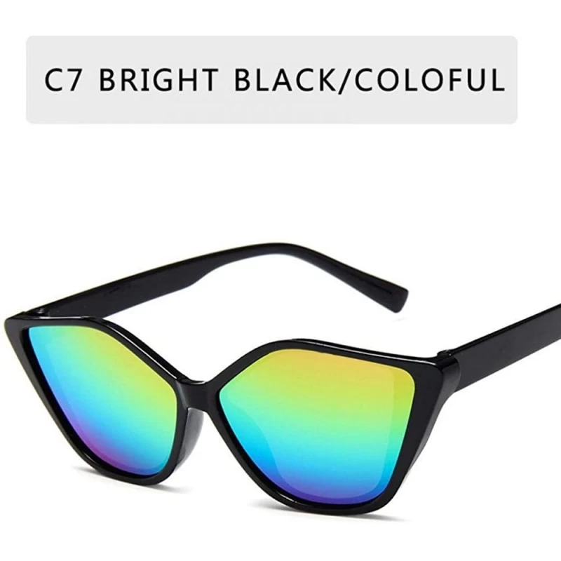 Aviator New Vintage Black Cat Eye Sunglasses Women Fashion Brand Designer Mirror C7 - C7 - CI18YKSYOL0 $10.56
