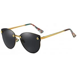 Rimless Women Cateye Rimless Sunglasses Mirrored Oversized Reflective Eyeglasses - Black - CB18KI96095 $22.66