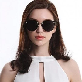 Rimless Women Cateye Rimless Sunglasses Mirrored Oversized Reflective Eyeglasses - Black - CB18KI96095 $13.47